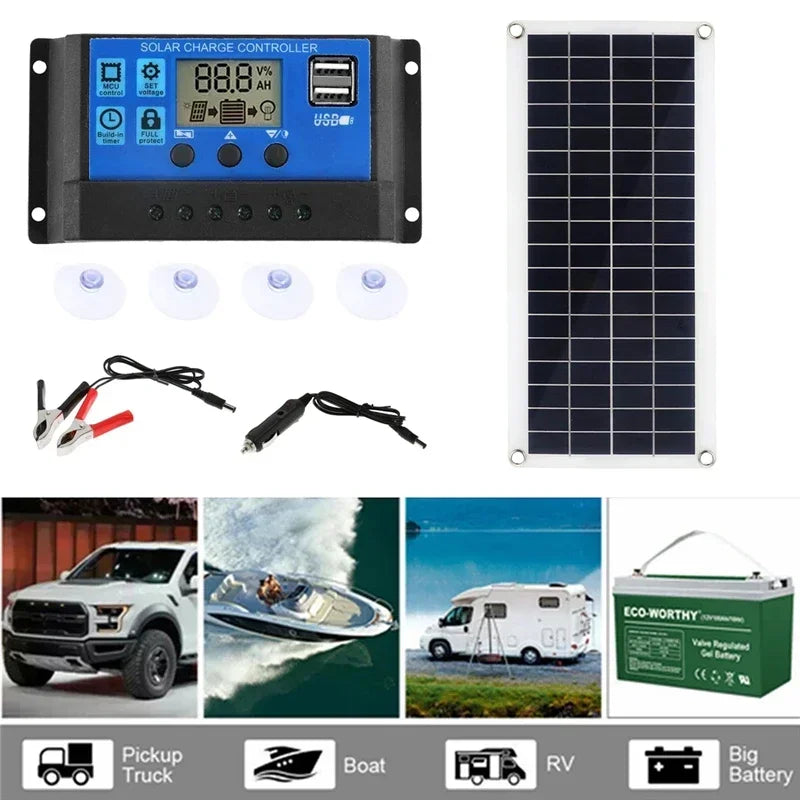 NNEOBA 1000W 12V Solar Panel with 60A Controller – Dual Output USB/DC Solar Charger