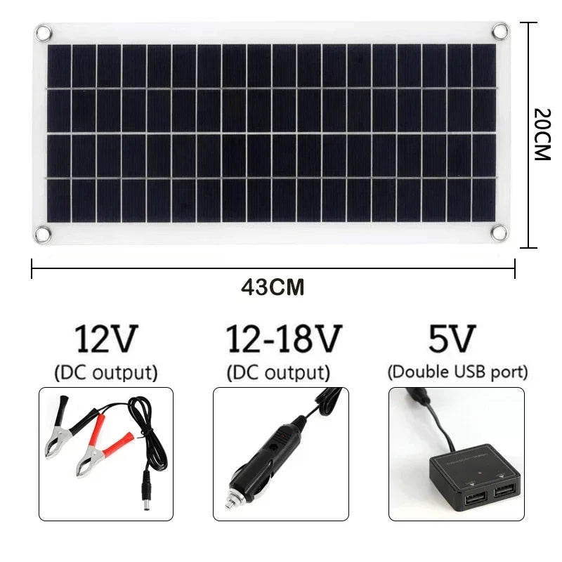 NNEOBA 1000W 12V Solar Panel with 60A Controller – Dual Output USB/DC Solar Charger